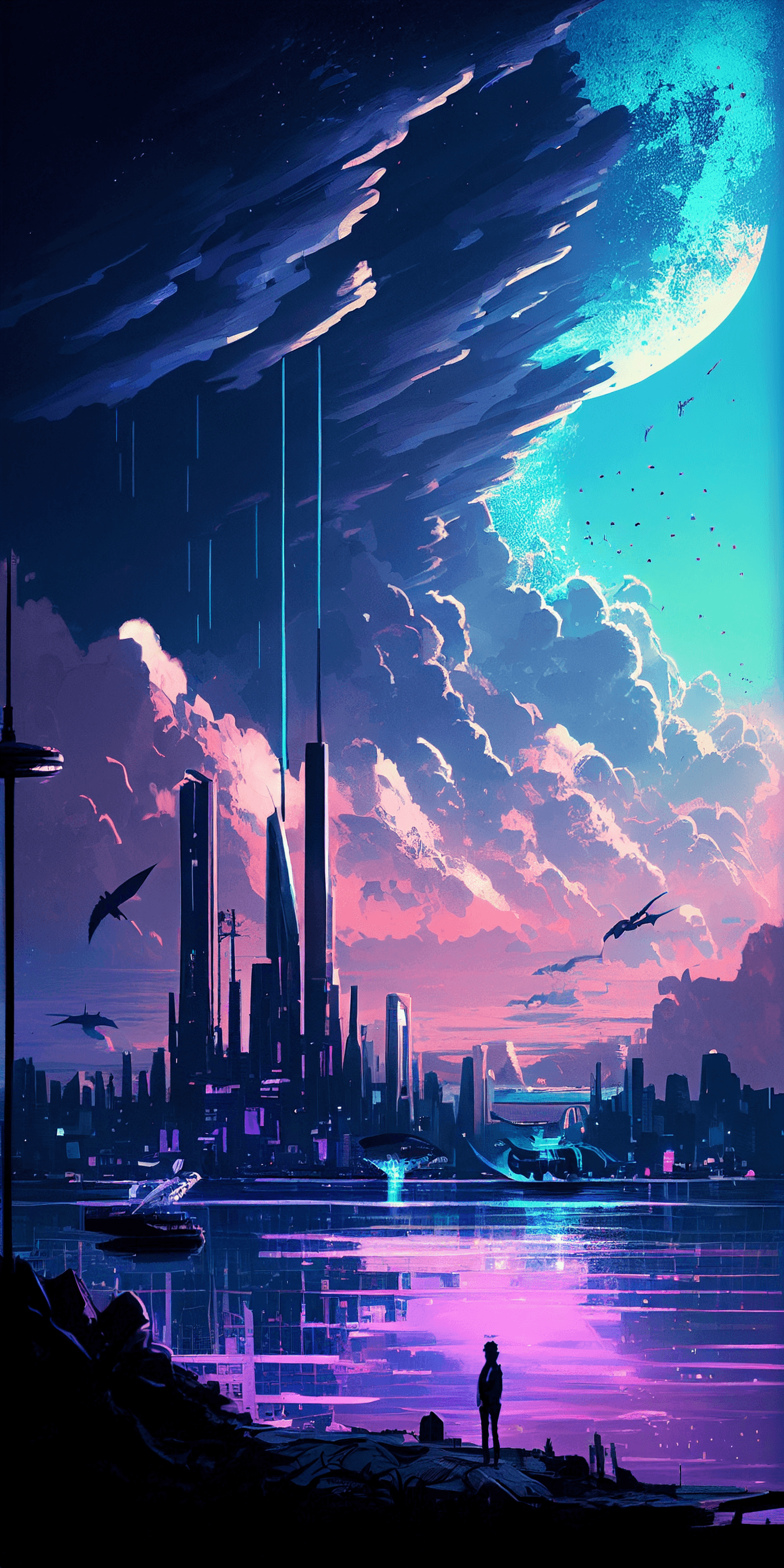 sci-fy cityscape from sea